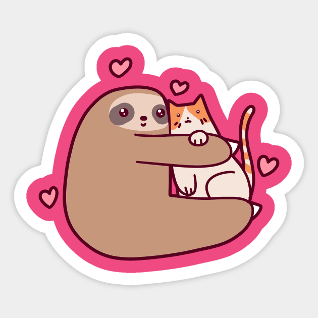 Sloth Loves Cat Sticker by saradaboru